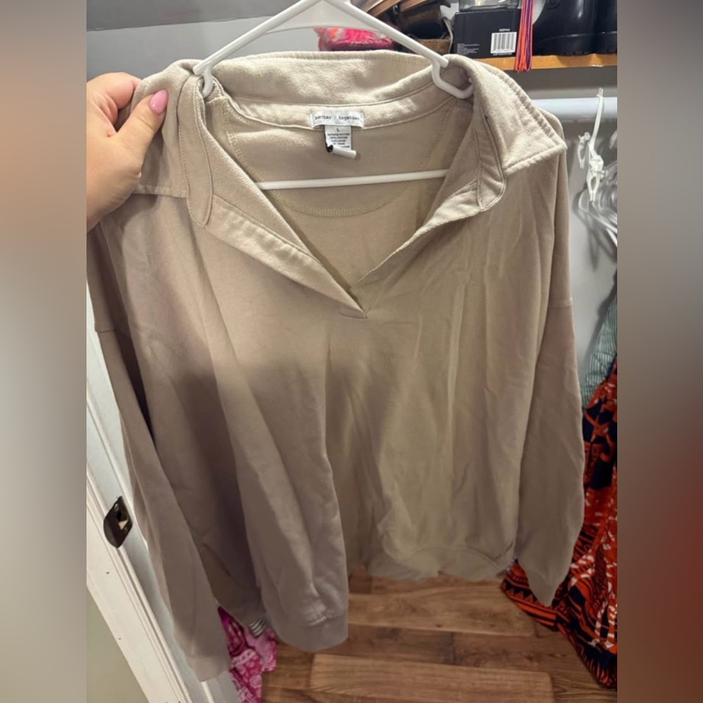 Elegant Beige Collared Shirt